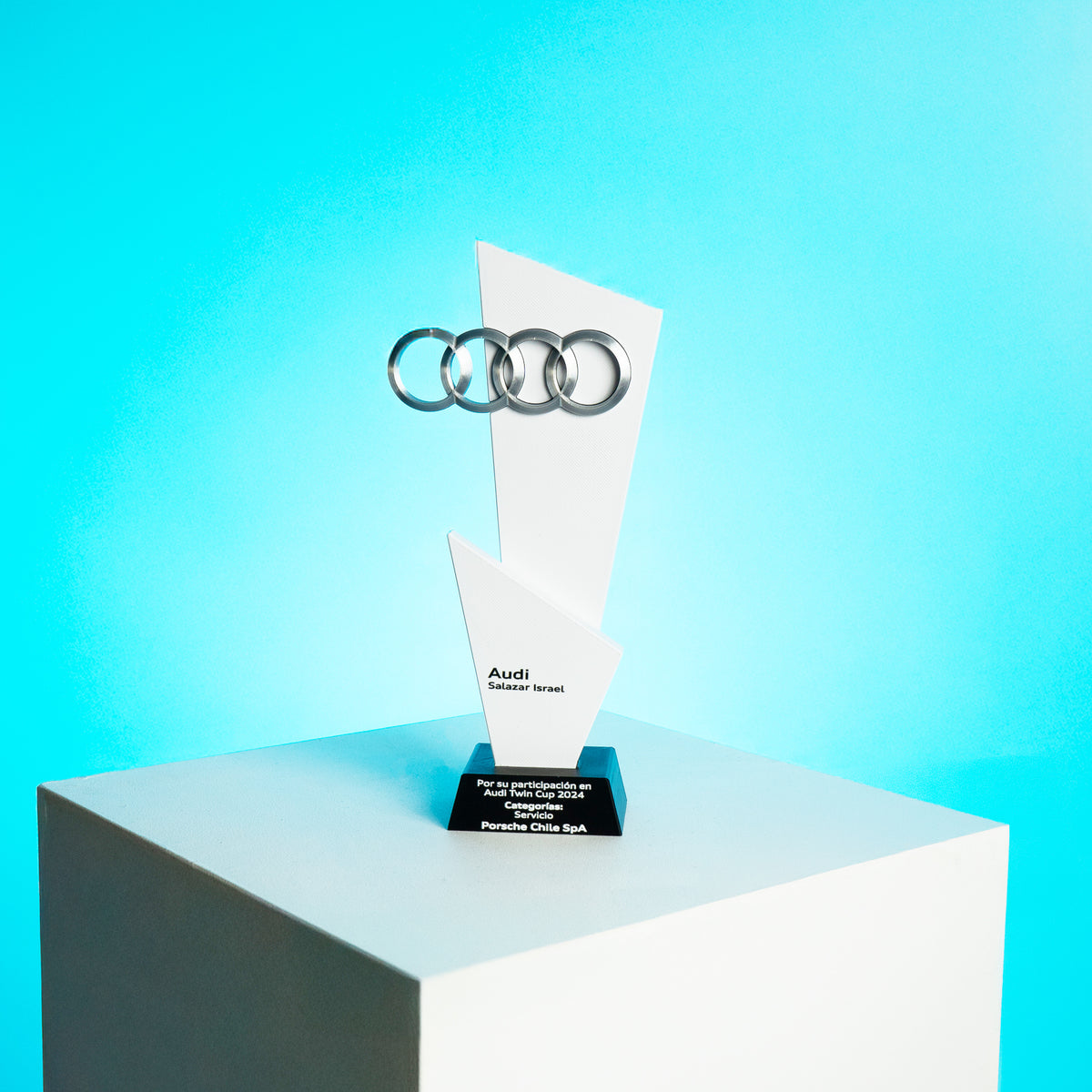 Galardón corporativo personalizado talla S de 15 cm para Audi, diseño en impresión 3D para reconocimiento empresarial
