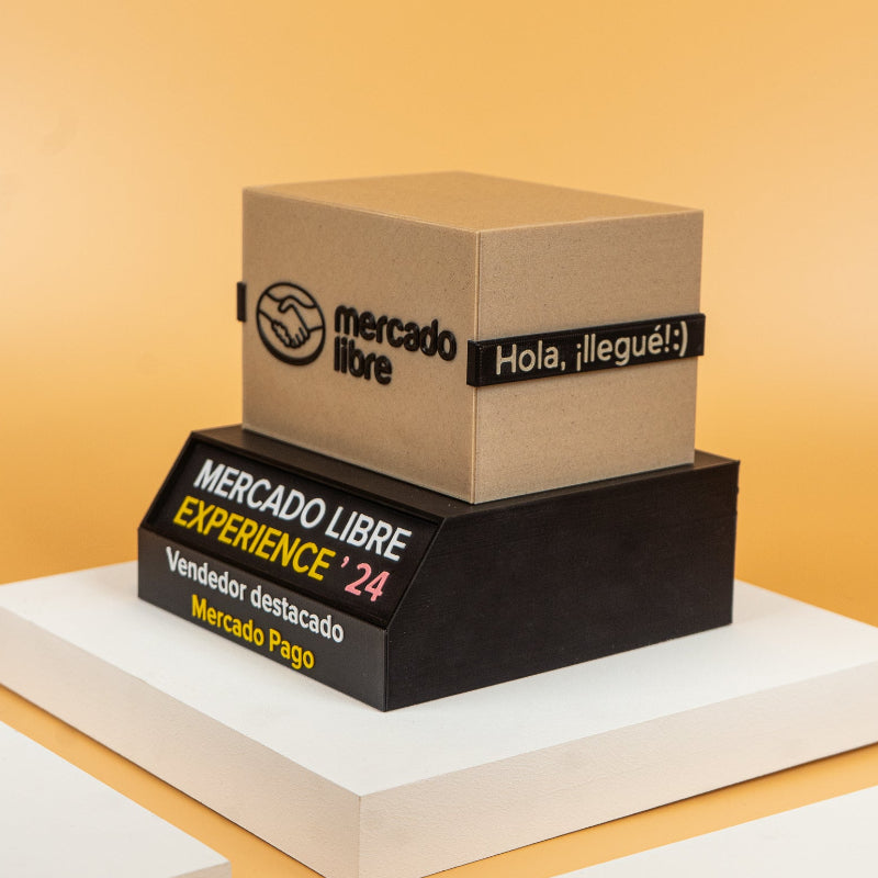 Galardón para empresas talla M 20cm diseño personalizado premium 3D para Mercado Libre alta gama Qactus