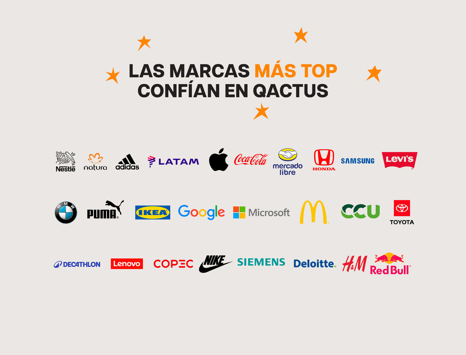 Marcas internacionales y grandes empresas que han confiado en Qactus para desarrollar productos corporativos personalizados.